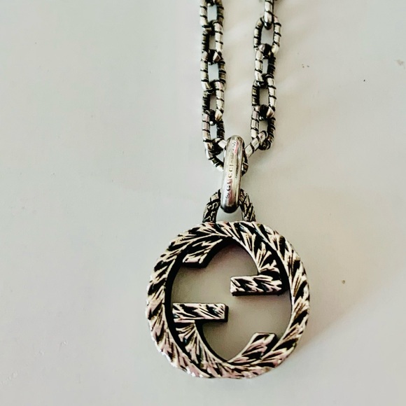 Gucci GG 925 Sterling Silver Necklace GG Interlocking Pendant Authentic - Picture 10 of 10